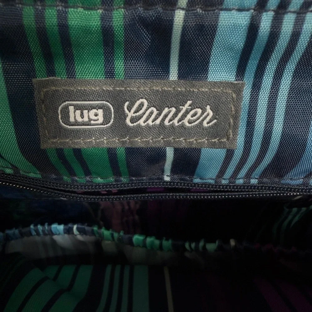 Lug Canter Backpack Tote Navy Polka Dot Convertible Travel Bag